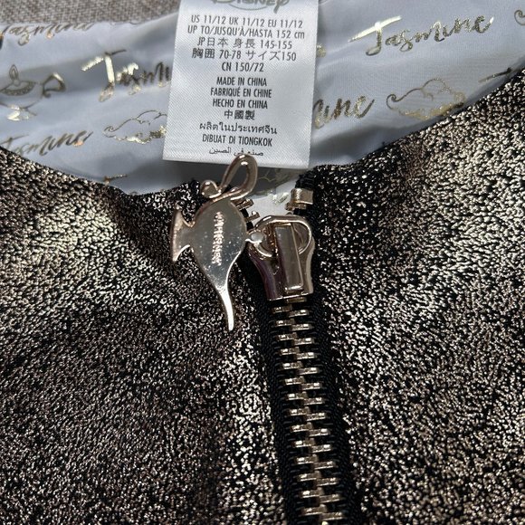 Disney Store Aladdin Princess Jasmine Fit & Flare Dress Girl 11/12 Gold Metallic - Picture 6 of 12